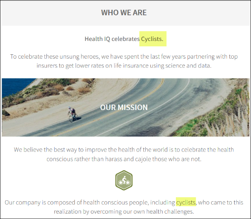 Health I.Q. Cyclists Landing Page