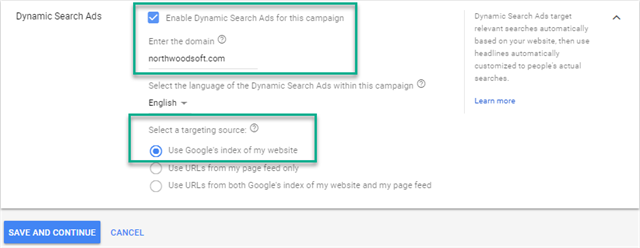 Dynamic Search Ads